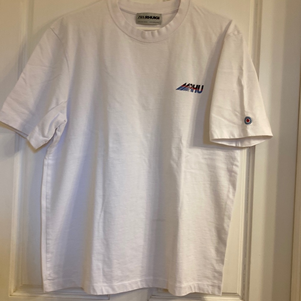 Rhude x Zara short sleeve white T shirt. Rhuigi